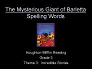 The Mysterious Giant of Barletta Spelling Words