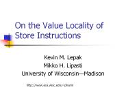 On the Value Locality of Store Instructions