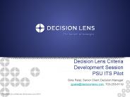 Decision Lens Criteria Development Session PSU ITS Pilot