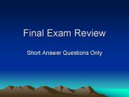 Final Exam Review