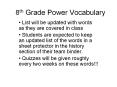 8th Grade Power Vocabulary PowerPoint PPT Presentation