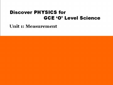 Discover PHYSICS for GCE 
