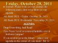 Friday, October 28, 2011 PowerPoint PPT Presentation