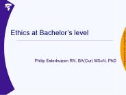 Ethics at Bachelor