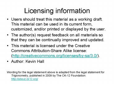 Licensing information