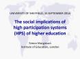 UNIVERSITY OF SHEFFIELD, 15 SEPTEMBER 2014 The social implications of high participation systems (HPS) of higher education Simon Marginson Institute of Education, London PowerPoint PPT Presentation