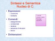 Sintassi e Semantica Nucleo di C: