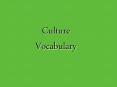 Culture Vocabulary PowerPoint PPT Presentation