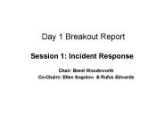 Day 1 Breakout Report