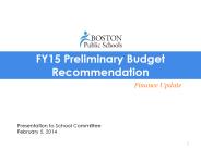 FY15 Preliminary Budget Recommendation