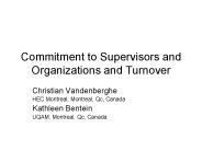 Commitment to Supervisors and Organizations and Turnover