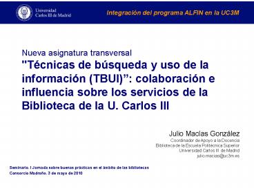 Nueva asignatura transversal 