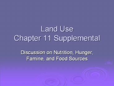Land Use Chapter 11 Supplemental