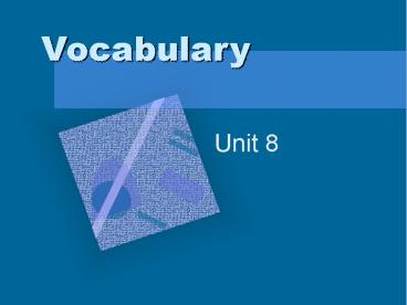 Vocabulary