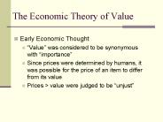 The Economic Theory of Value