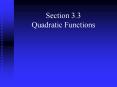 Section 3.3 Quadratic Functions PowerPoint PPT Presentation