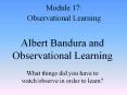Albert Bandura and Observational Learning What things did you have to watch/observe in order to learn? PowerPoint PPT Presentation