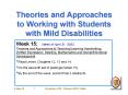 Theories and Approaches to Working with Students with Mild Disabilities PowerPoint PPT Presentation