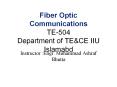 Fiber Optic Communications TE-504 Department of TE PowerPoint PPT Presentation