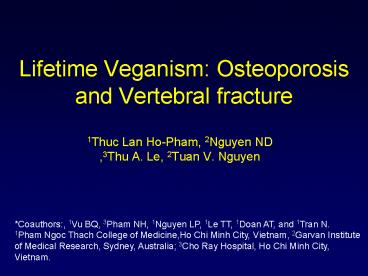Lifetime Veganism: Osteoporosis and Vertebral fracture