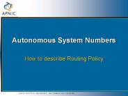Autonomous System Numbers