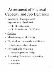 Assessment of Physical Capacity and Job Demands