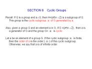 SECTION 6  Cyclic Groups