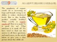 All About Organic Canola Oil