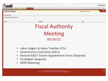 Fiscal Authority Meeting 09/26/12