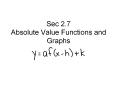 Sec 2.7 Absolute Value Functions and Graphs PowerPoint PPT Presentation