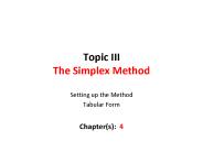 Topic III The Simplex Method