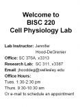 Welcome to BISC 220 Cell Physiology Lab PowerPoint PPT Presentation