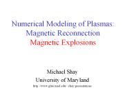 Numerical Modeling of Plasmas: Magnetic Reconnection Magnetic Explosions