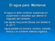 El agua para Morteros