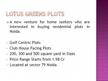 Lotus Greens Plots Sector 79