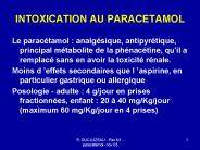 INTOXICATION AU PARACETAMOL