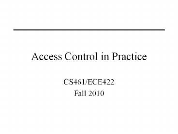 Access Control in Practice