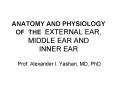 ANATOMY AND PHYSIOLOGY OF THE EXTERNAL EAR, MIDDLE EAR AND INNER EAR PowerPoint PPT Presentation