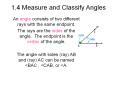 1.4 Measure and Classify Angles PowerPoint PPT Presentation