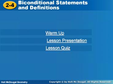 Biconditional Statements