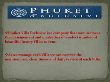 Private Villas in Phuket