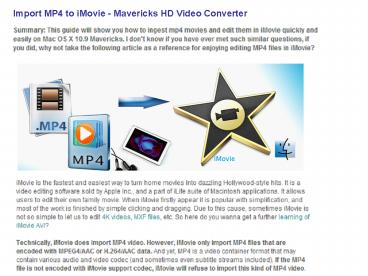 Effortlessly Transcode MP4 file to iMovie acceptable AIC