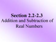 Addition and Subtraction of Real Numbers