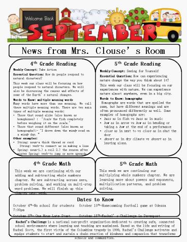 News from Mrs. Clouse