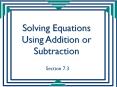 Solving Equations Using Addition or Subtraction PowerPoint PPT Presentation