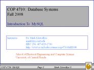 COP 4710: Database Systems