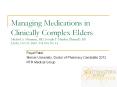 Managing Medications in Clinically Complex Elders Michael A. Steinman, MD, Joseph T. Hanlon, PharmD, MS JAMA, Oct 13, 2010, Vol 304, No 14 PowerPoint PPT Presentation