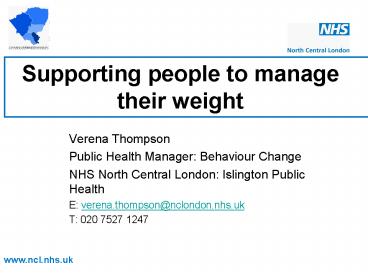 Supporting people to manage their weight