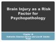 Brain Injury as a Risk Factor for Psychopathology PowerPoint PPT Presentation