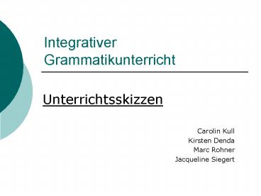 Integrativer Grammatikunterricht